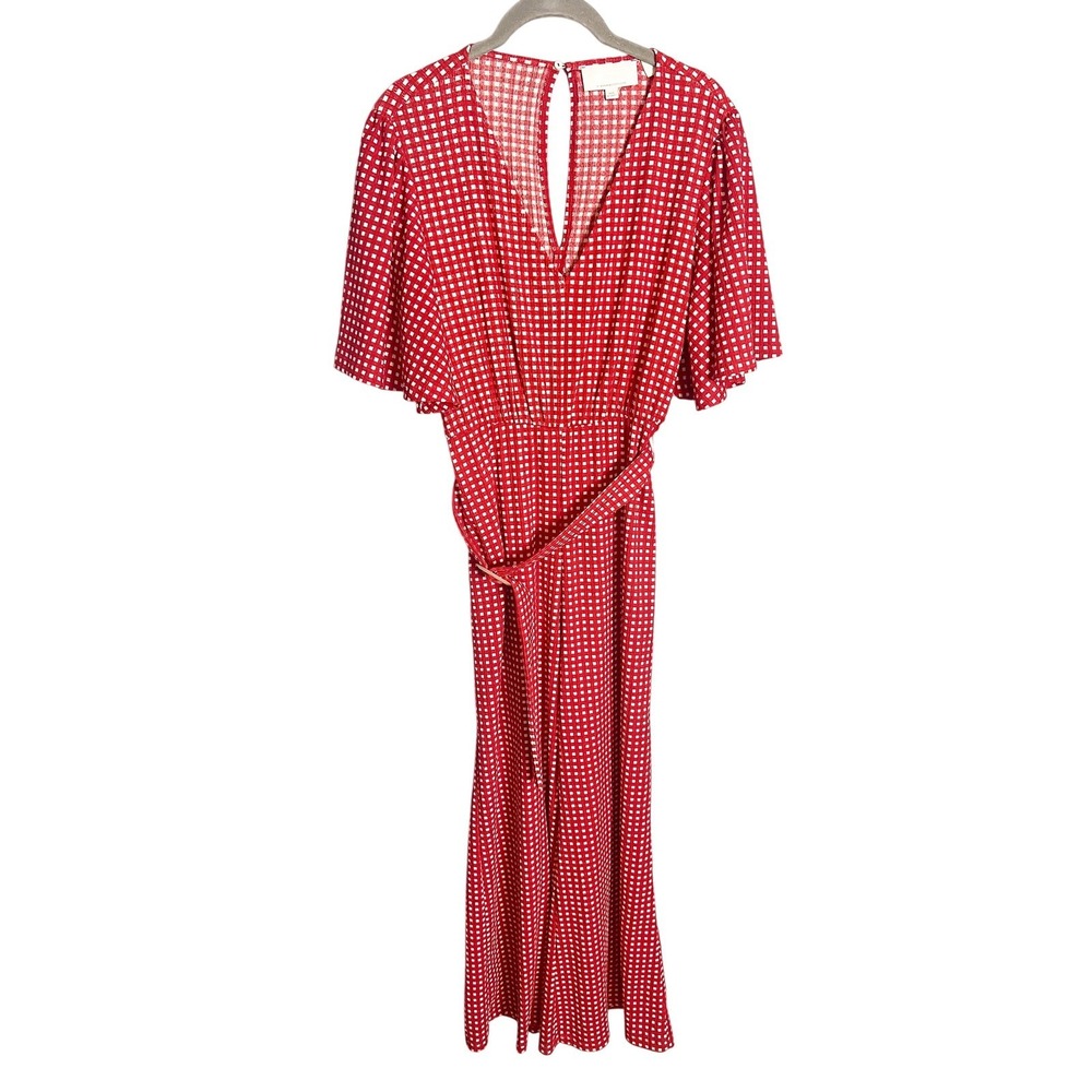 Anthropologie Ett:twa Margaret Jumpsuit Size 2 Red White Check Gingham - Picture 5 of 9